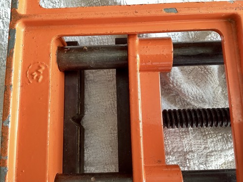 Orange metal bench - metal, vice
